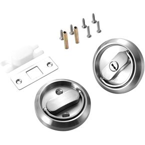 304 Stainless Steel Privacy Door Latch Lock Doorknob with Keys for Bedroom, Bathroom door locks, Kitchen, Closet, Cupboardl Warehouse Sliding Door Locker (Silver)