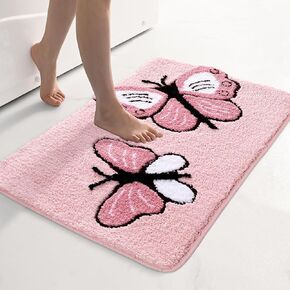 Super Absorbent Bath Mat Rug for Shower Non Slip 31x20 Inches Thick Plush Bathroom Floor Mat Machine Washable Rug for Bedroom (Pink)