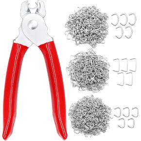 510PCS Hog Ring Pliers Kit 3/4 Galvanized Hog Rings for Animal Pet Cages,Ropes,Bagging,DIY,Technology,Furniture,Automobile Interiors and Fences
