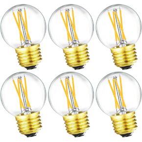 LEOOLS Dimmable G16.5 LED Bulbs,E26 Edison LED Light Bulbs,6W Equal 60 Watt Light Bulb,600lm,Amber Warm White 2700K,Globe Light Bulb for Pendant,Vintage LED Filament Edison Bulb With Decorative,6Pcs