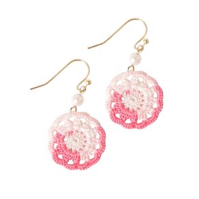 Crochet Earrings Micro Crochet White Flower Earrings Handmade Woven Earrings Beach Earrings Dangle Earrings for Women Girls Boho (Green)