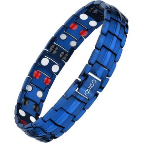HOLVIST Magnetic Bracelet for Men and Women 4000 Gauss | Mens Magnetic Bracelets | Women Magnetic Bracelet| Comes with Adjustable Length, Sizing Tool and Gift Box (2 Magnets Per Link, Blue)