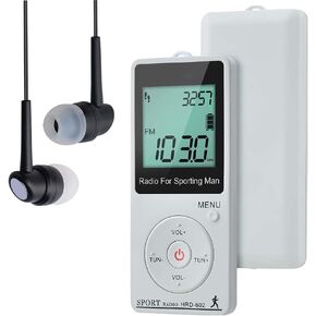راديو FM Walkman الشخصي، راديو محمول صغير الحجم، ضبط رقمي صغير، شاشة LCD وضبط سماعة الأذن، راديو Walkman 60-108 ميجا هرتز أسود