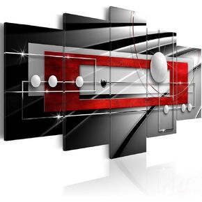 Modern Symmetry Black and Red Canvas Print Wall Art Contemporary Painting 5 Pieces Decorations Picture Ready to Hang Home Office Decor 20x40