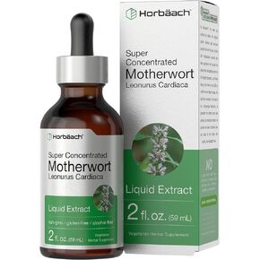 Horbäach Motherwort Herb Extract Tincture | 2 oz | Low Alcohol Liquid | Vegetarian | Leonurus Cardiaca | Non-GMO, Gluten Free