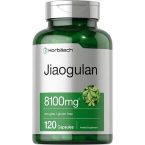 Horbäach Jiaogulan Capsules | 8100 mg | 120 Count | Gynostemma Pentaphyllum Herbal Extract | Stamina and Endurance Supplement | Non-GMO, Gluten Free