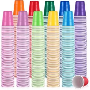 1000 Pcs 5 OZ/150 Ml Disposable Party Plastic Cups Assorted Colors Plastic Drinking Cups for Tasting, Parties, Picnic, BBQ, Wedding 10 Colors