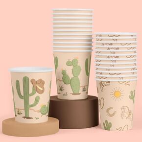 xo, Fetti Party Decorations Western Paper Gold Foil Cups - 24 Disposable 8 oz Cup | Cowboy Birthday Party Decor, Wild West Favors, Rodeo Baby Shower Supplies, Wild One Yeehaw Bday, Cowgirl Drinkware