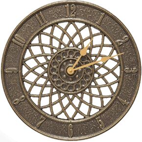 Whitehall Spiral Indoor Outdoor Wall Clock, 14", French Bronze