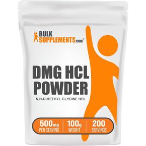 BulkSupplements.com DMG HCl Powder - N,N-Dimethylglycine HCl, DMG Supplements, DMG 500mg, DMG Dimethylglycine Powder - Gluten Free, 500mg per Serving, 100g (3.5 oz) (Pack of 1)