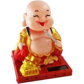 Mikikit 1pc Maitreya Buddha Ornaments Home Décor Asian Decor for Home Car Bobblehead Dashboard Money Buddha Statue Dashboard Decorations Solar Figures Maitreya Buddha Statue Ceramics Desk