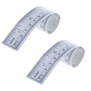 2Pcs White Self-Adhesive Measuring Tape,Double Scale Stick on Workbench Ruler,Peel and Sticky Tape Measure for Work Bench,Saw Table,Drafting Table Measuring and Layout Tools Linear Measurement (36")