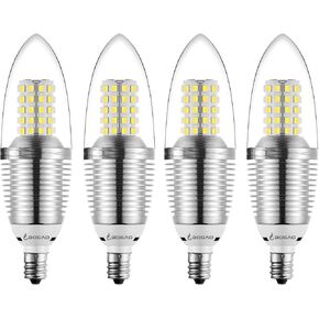 E12 LED Candelabra Bulb, 12W Daylight White 6000K LED Candle Bulbs, 80-100 Watt Light Bulbs Equivalent, E12 Candelabra Base,1200 Lumens LED Lights,Torpedo Shape (4 Pack)