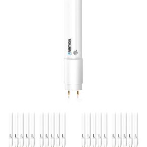 PARMIDA 20 حزمة 4FT LED T8 أنبوب إضاءة من النوع B، 18 وات، مدرج في قائمة UL للاتصال أحادي الطرف ومزدوج الأطراف، 2200 لومن، عدسة بلوري، T8 T10 T12، UL، FCC - 3000K