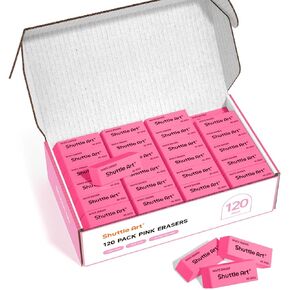 Pink Erasers, Shuttle Art 120 Pack Pink Erasers Bulk for School, Office, Latex-Free Soft Erasers for Kids, Teachers as School Supplies