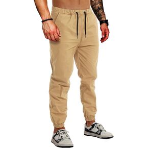 AUTIWITUA الرجال بنطال رياضي غير رسمي خفيف الوزن رباط قطن السراويل البضائع في الهواء الطلق المشي لمسافات طويلة حك المسار مدبب السراويل in Kuwait