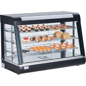 Commercial Food Warmer - 14-Inch 3-Tier, 800W Countertop Pizza Warmer with Led Lighting, Removable Shelves, Glass Door, Optimized Heating Power, Premium Build Quality, Flexible Design
