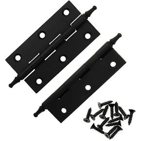LC LICTOP 3 Inch Black Pure Brass Hinges Crown Head Butt Hinges for Furniture Cabinet Drawer Door 2pcs