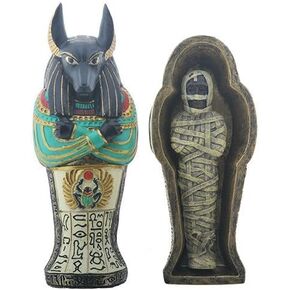 Egyptian Anubis Coffin with Mummy Decorative Figurine Statue
