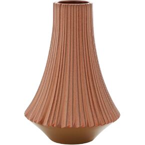 Deco 79 Ceramic Decorative Vase Ribbed Centerpiece Vase, Flower Vase for Home Decoration 9" x 9" x 13", Orange