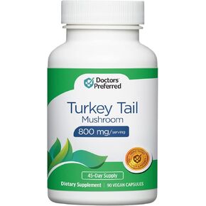 DOCTORS' PREFERRED Turkey Tail Mushroom Supplement - 800 MG/Serving, 90 Vegan Capsules