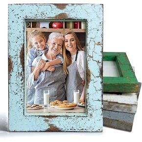 Rustic Farmhouse Photo Frame Distressed Wood Picture Frame 4x6 (Blue) in Kuwait