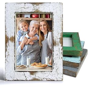 Rustic Farmhouse Photo Frame Distressed Wood Picture Frame 4x6 (Blue)