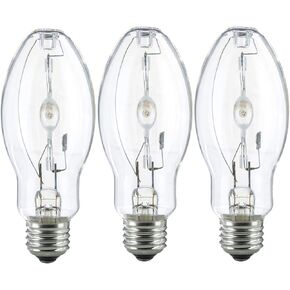 Bluex Bulbs (3 Pack MH175/U/MED 175W Metal Halide Bulb Pulse Start ED17 Medium Base E26 Clear HID Lamp 14000 Lumens