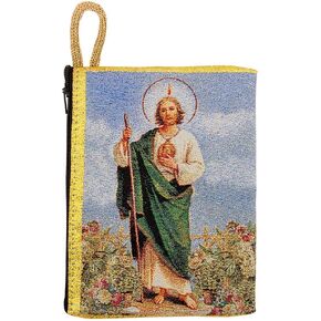 VILLAGE GIFT IMPORTERS St. Jude | Large Tapestry Rosary Pouch | Holy Figures and Saints