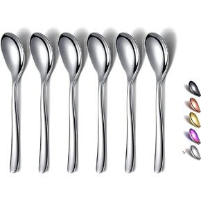 Demitasse Espresso Spoons, 5.5'' Mini Coffee Spoons, Stainless Steel Small Spoons,Tea Spoons for Dessert, Set of 6, Dishwasher Safe (Silver)