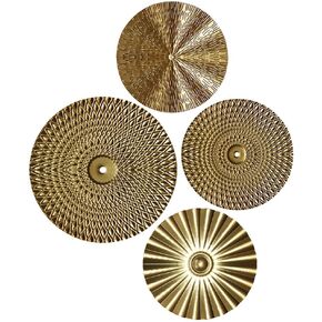 Yardwe 4pcs Gold Metal Plate Wall Decor Iron Geometric Sunburst Wall Art Hanging Sculptures Metal Leaf Wall Art Pendant for Home Office Bedroom Decoration