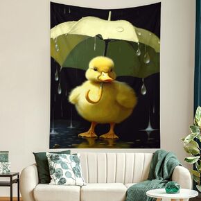 Buyidec Yellow Cute Duck Umbrella Tapestry Wall Hanging Art Deco Tapestries for Bedroom Living Room Dorm