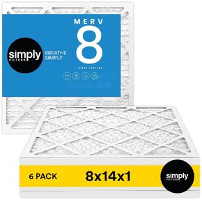Simply Filters 8x14x1 MERV 8, MPR 600, Air Filter (6 Pack) - Actual Size: 7.75"x13.75"x0.75" HVAC, AC Furnace Air Filter