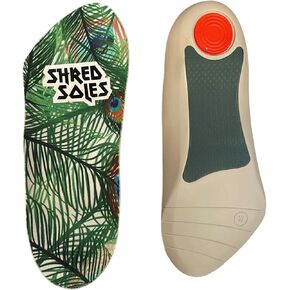 Impact Eliminating, Stabilizing 3/4 Length Skateboarding Insoles (Mens 8-13, Peacock)