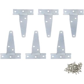 T-Strap Hinge 3" Gate Shed Door Hinges Barn Tee Hinge Heavy Duty for Wooden Fence Pet House Iron Hardware Zinc-Plated with Screws (Galvanized)