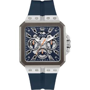 GUESS Men's 42mm Watch - Black Strap Black Dial Gold Tone Case