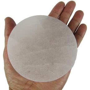 CircuitOffice 4" Selenite Plate Circle, Cleanse and Charge Crystals Or Gemstones, for Healing, Metaphysical, Meditation, Wicca, Decoration or Gift
