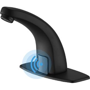 BWE Chrome Touchless Bathroom Sink Faucet with Temperature Control Mixing Valve Battery Powered or Plug in Sensor Eletronic Faucet with Sink Hole Cover Plate