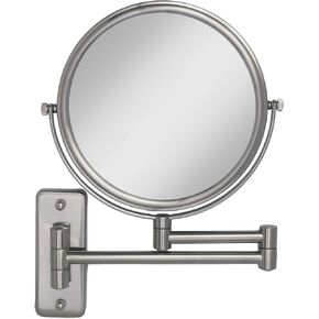Zadro Two Sided Dual Arm Wall Mount Mirror, Satin Nickel, 5X-1X
