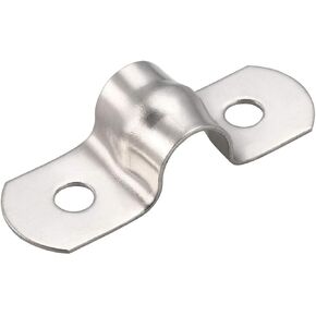 uxcell 8mm(0.3") Rigid Pipe Strap, 2 Holes 304 Stainless Steel Tension Tube Clip Clamp 20pcs
