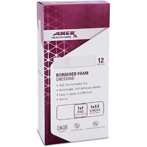AMERX Bordered Foam - Adhesive Bandages - Highly Absorbent - Soft, Breathable, Bandages for Moderate to Heavy Draining Wounds