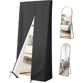 Full Length Mirror Cover 600D Oxford Floor Mirror Cover， Dustproof, Waterproof Mirror Cover for Bedroom Dressing Room Outdoor - Black(Cover Only) (64"x23"x2")