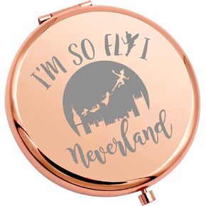 WSNANG Tinkerbell Gift Tinker Bell I'm So Fly I Never Land Pocket Makeup Mirror Flying Moon Silhouette Fairy Tales Makeup Mirror Fairy Pixie Fans Gifts (never land Mirror)