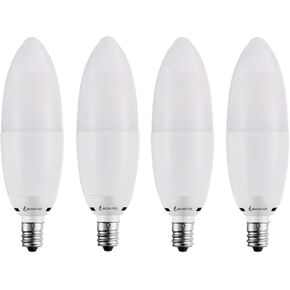 LED Candelabra Bulb,12W White 6000K LED Candle Bulbs, 85-100 Watt Light Bulbs Equivalent, E12 Candelabra Base,1200Lumens LED Lights,Torpedo Shape (4 Pack 6000K RB)