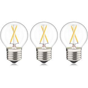 لمبة إضاءة LED A15 E26، 2 وات 3000 كلفن أبيض ناعم، لمبات خيوط إديسون غلوب قابلة للتعتيم 25 وات مكافئة، 200 لومن زجاج شفاف (3 عبوات)