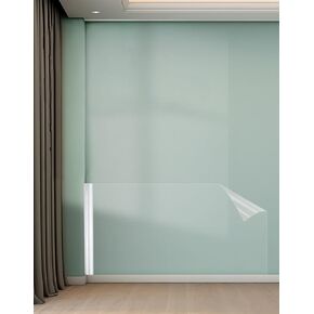 Wall Protector, Clear Electrostatic Adsorption Film Stickers(17.7inch x 16.4ft) for Kitchen & Office -Shield Paint from Oil Splash, Steam, Trash, Furniture Scuff, Easy to Apply & Remove, No Residue