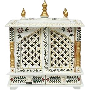 SUBSH Pooja Mandir for Home in USA, Diwali Decorations, Temple Cabinet, Altar Cabinet, Housewarming Decorations, Hindu Temple Home with Cabinets - 19x9x22