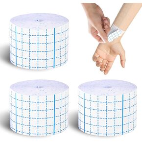 3pcs Non-Woven Cover Roll Stretch Tape Non-Woven Adhesive Bandages Breathable Cohesive Wrap Protective Stretch Bandage Roll Film (White)