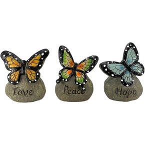 Gerson Spring Butterfly Messages on Stone Decorative Figurines - Set of 3