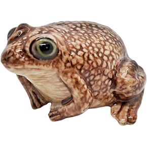 WitnyStore 1¾" Long Brown Toad Ceramic Figurine - Ceramic Frog Toad Amphibian Animal Tiny Figurine Miniature Hand Made Painted Porcelain Gift Souvenir Decorative Collectible